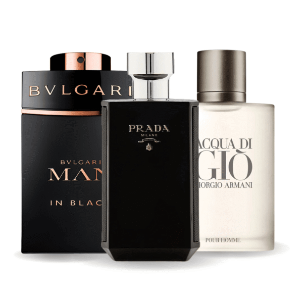 Promotiepakket met 3 parfums – Bvlgari In Black, Giorgio Armani Acqua Di Giò en L’Homme Prada Intense 100ml