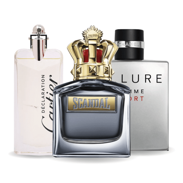 Promotiepakket met 3 parfums – Jean Paul Gaultier Scandal, Allure Homme Sport en Cartier Déclaration 100ml